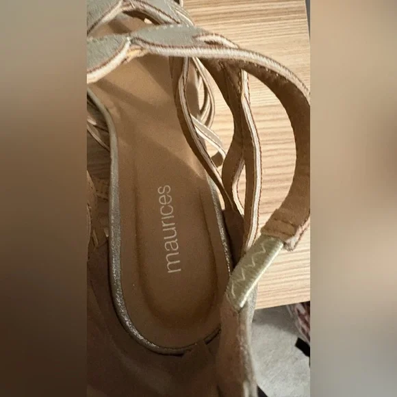 Maurice’s Women's Golden Strappy Wedge Sandals Sz 8.5 - Picture 6 of 10